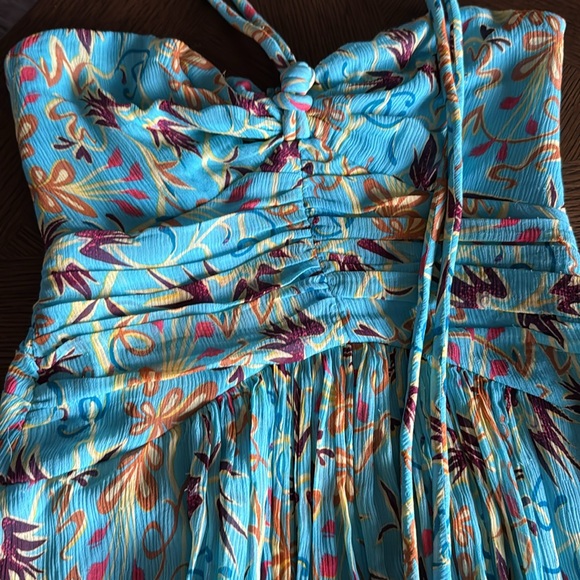 A.L.C. VIOLET BLUE TEAL SILK PRINTED HALTER SLEEVELESS ASYMMETRIC,SZ 2,$695 - Picture 15 of 17